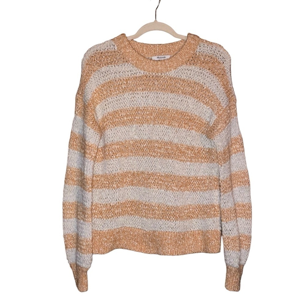 MADEWELL Baez Pullover Sweater in Stripe Marbled Caramel Size Extra Small - Picture 7 of 16
